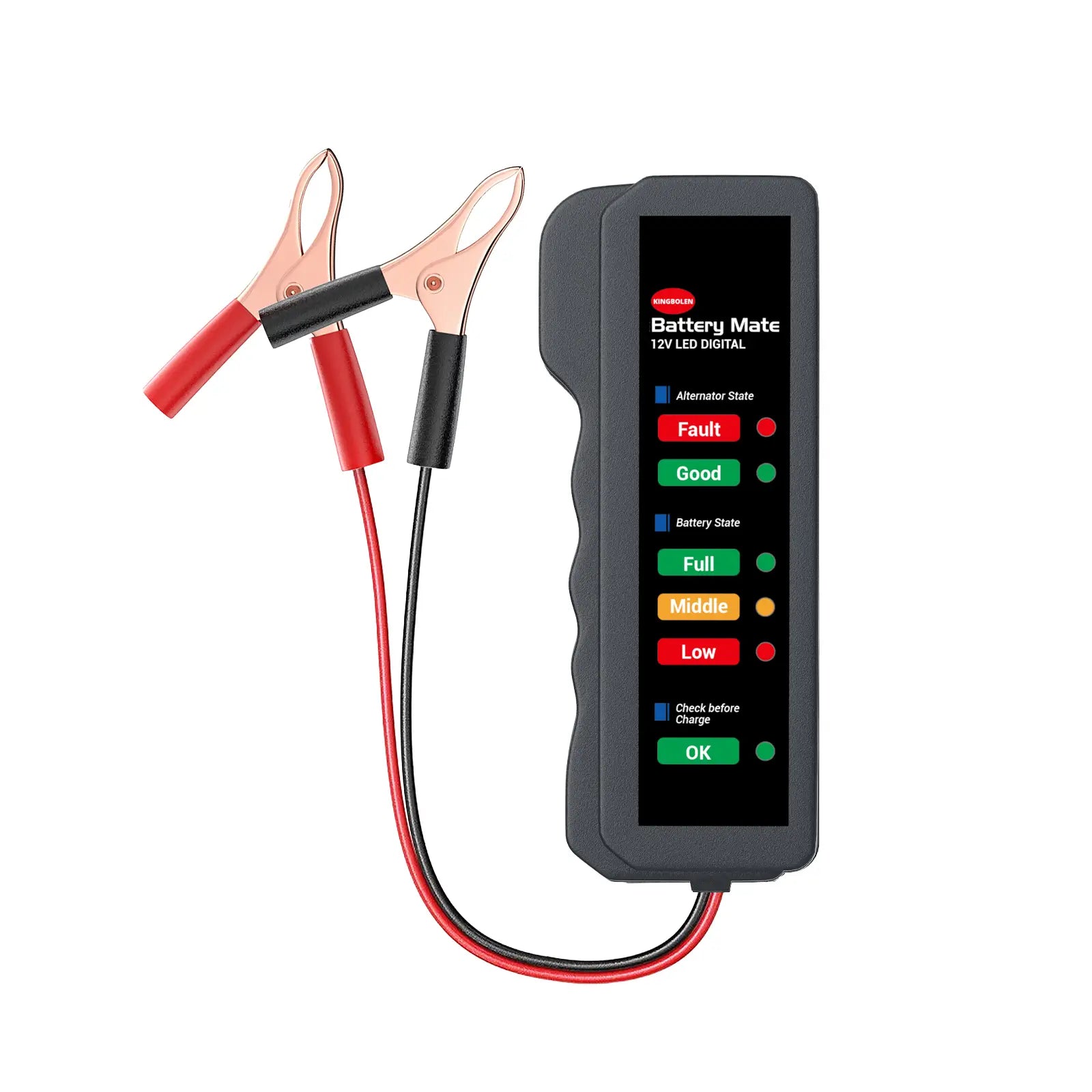KINGBOLEN BM310 12V car battery tester and alternator analyzer with clips